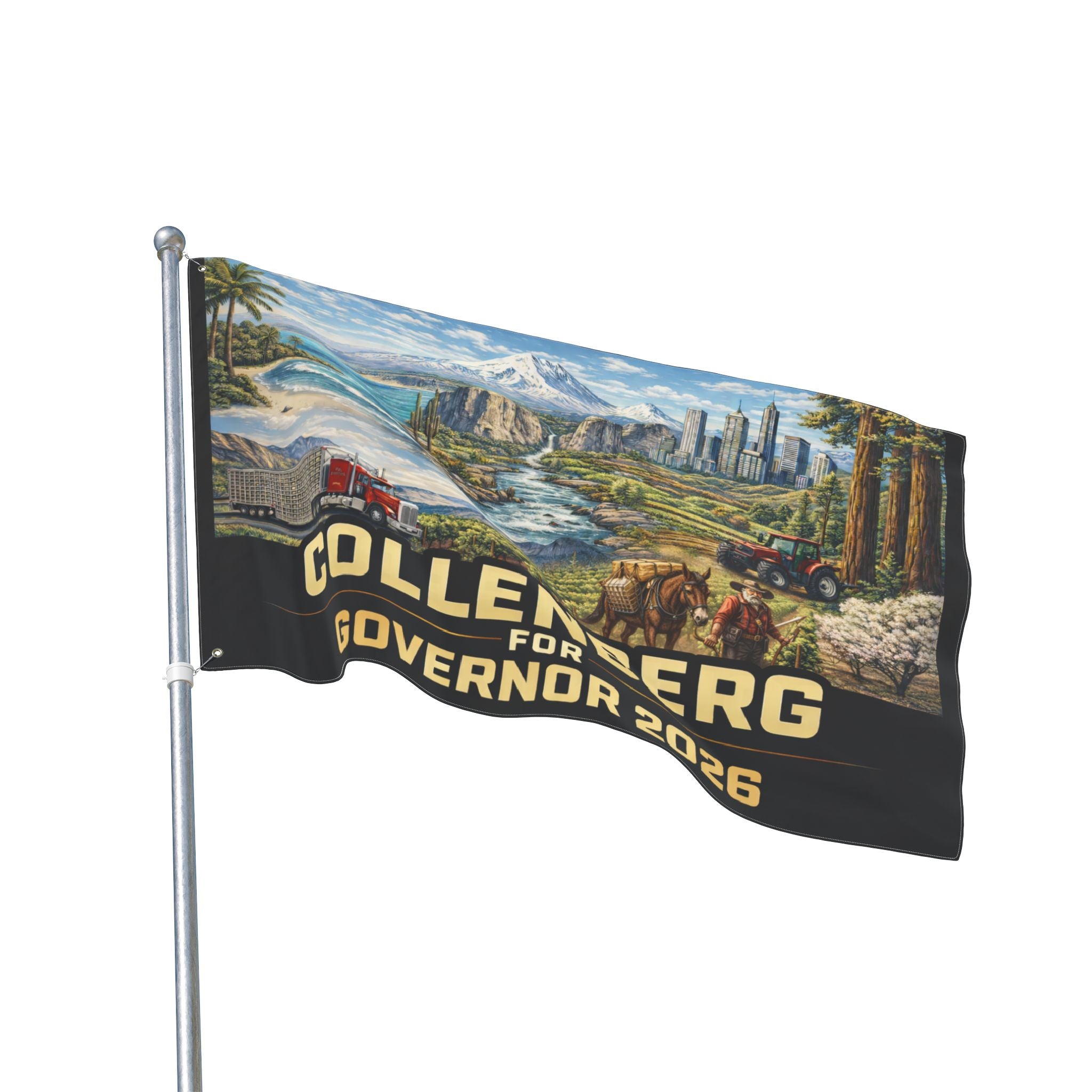 Collenberg for Governor 2026 California Campaign Flag Double-Sided 3x5