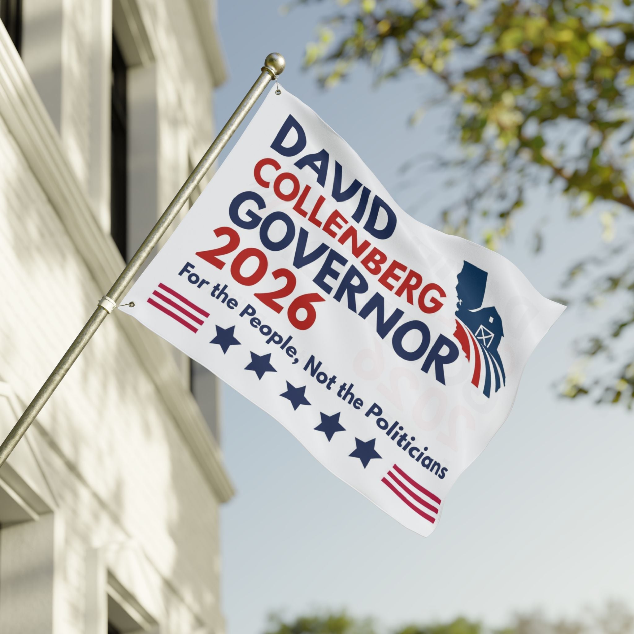 David Collenberg 2026 Political Flag — White Standard (Double-Sided)